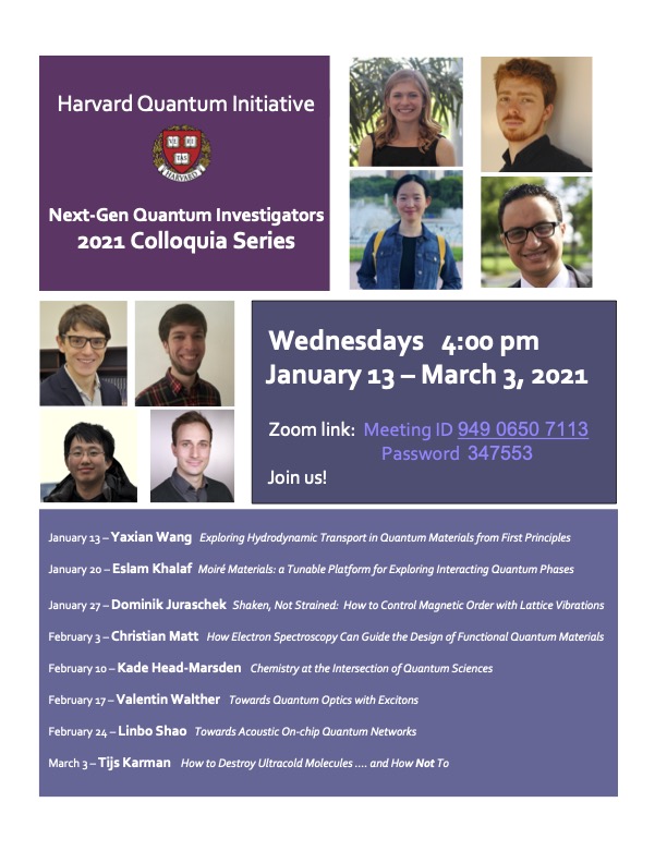 Harvard Quantum Initiative: Next-Gen Quantum Investigators Colloquia Series
